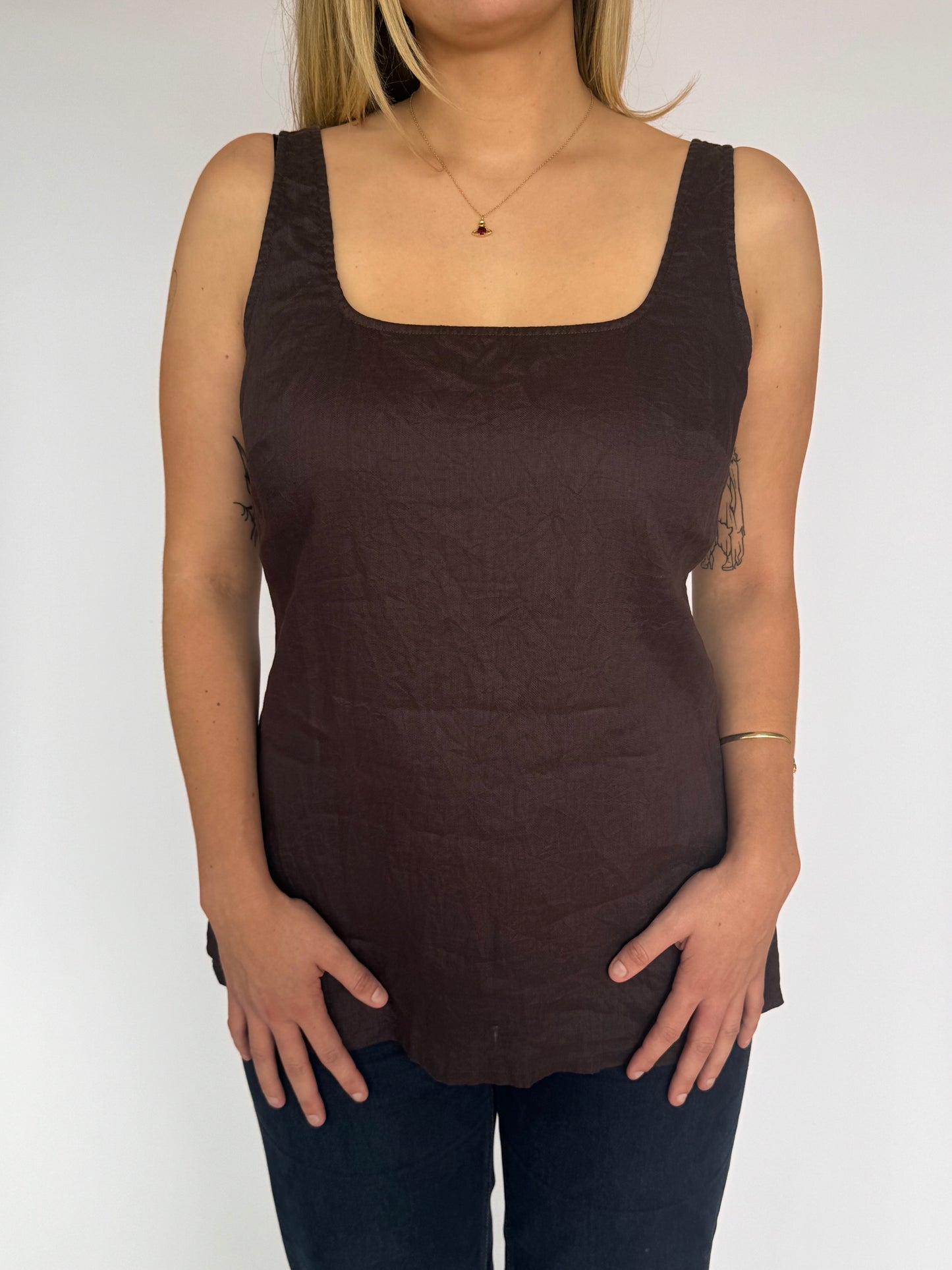 Brown Linen Top - 10-12