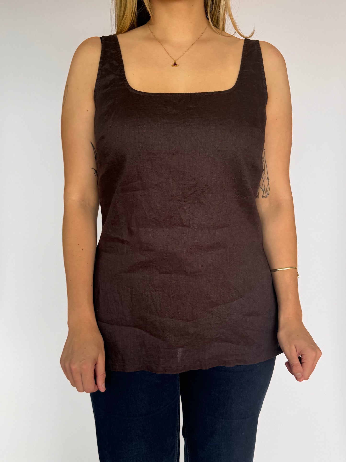 Brown Linen Top - 10-12