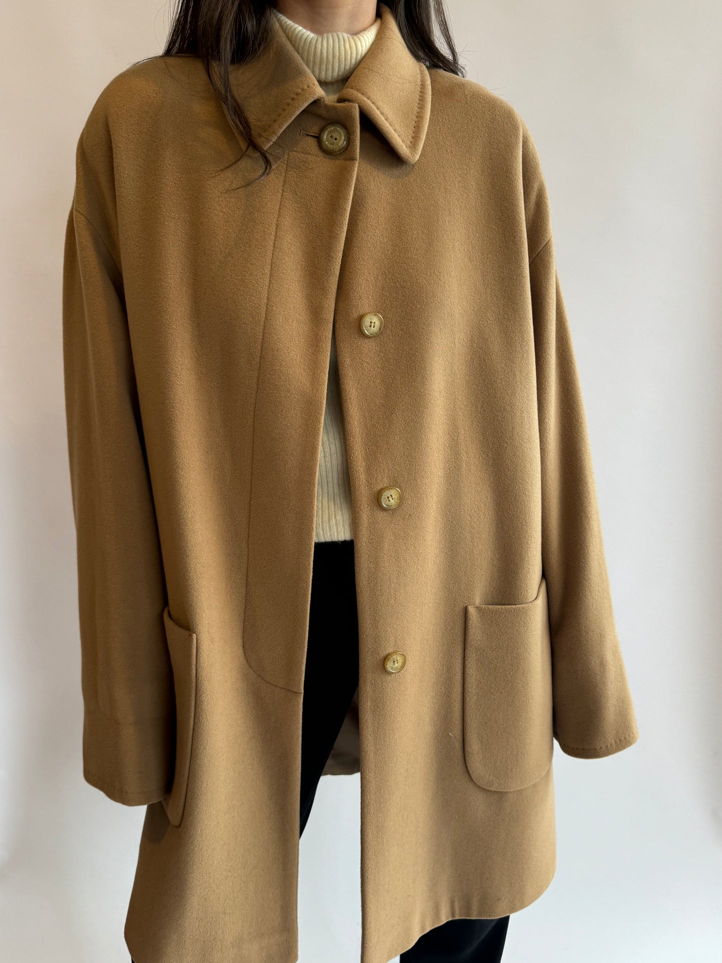 Tan Cashmere & Wool Cocoon Coat | 14